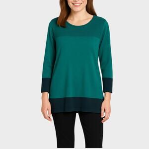 Alfani Womens Large Long Sweater Scoop Neck Green Black